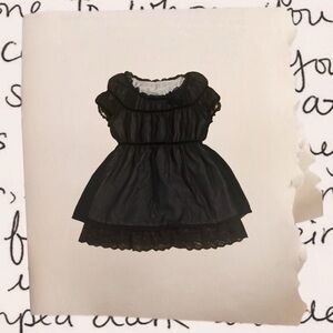 floral applique puff ruffle sleeve blouse with lace trim